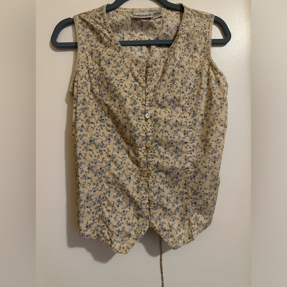 Vintage ditsy floral corset yellow tank top